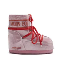 moon boot bottines icon low paillette - rose