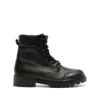 calvin klein jeans boots en cuir à patch logo - noir