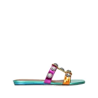 kurt geiger london sandales en cuir octavia à ornements en cristal - multicolore