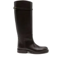 polo ralph lauren polo-pony-motif leather boots - marron
