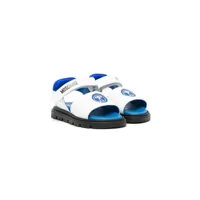 moschino kids sandales en cuir à logo imprimé - bleu
