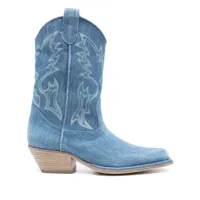 vic matie bottes d'inspiration western en jean 50 mm - bleu