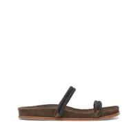 brunello cucinelli sandales à détails de perles - marron