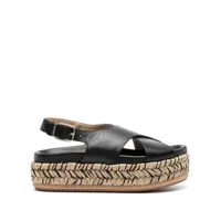 paloma barceló sandales en cuir à plateforme tressée - noir