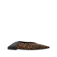 saint laurent chaussons carolyn à imprimé léopard - noir