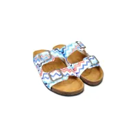 missoni kids sandales en cuir à imprimé zigzag - bleu