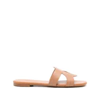 clergerie ivory leather sandals - marron