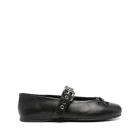 miu miu leather ballerina shoes - noir