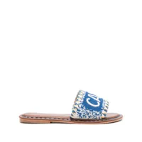 de siena shoes sandales en cuir à ornements de perles - bleu