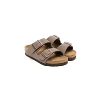 birkenstock kids arizona leather sandals - marron