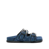 marine serre sandales en jean à motif monogrammé - bleu