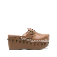 mou 67mm leather mules - marron