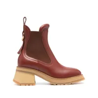 moncler gigi 70mm leather chelsea boots - marron