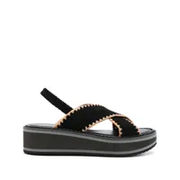 clergerie freedom 45mm wedge sandals - noir