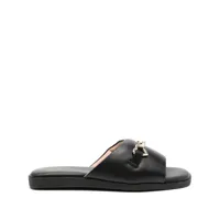 love moschino buckle detailing leather slides - noir