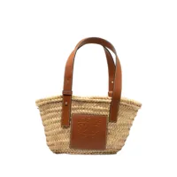 loewe pre-owned 2019 small raffia basket tote bag - marron