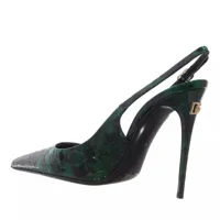 dolce&gabbana escarpins & talons, crocodile-effect leather slingback pumps en vert - pour dames