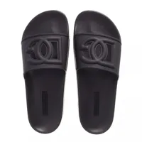 dolce&gabbana slippers & mules, rubber bathing slipper with dg logo en noir - pour dames