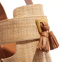 coccinelle sandales, sandal flat straw effect fabric en beige - pour dames