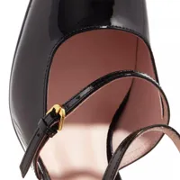 coccinelle sandales, sandal single sole patent leather / noir en noir - pour dames