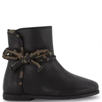 fendi girls ff logo leather bow boots black eu34