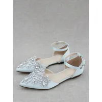 chaussures de mariée ballerines de mariée satin bout pointu strass chaussures de mariage