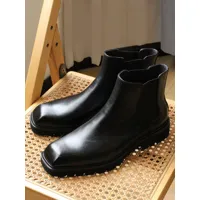 bottines chelsea chaussures homme cuir vachette noir bout carré
