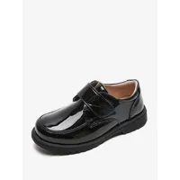 chaussures habillées pour garçon en cuir verni noir bout rond sans lacet mocassins de fête formelle pour garçon