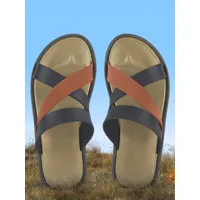 sandales à glissière pour femmes pantoufles décontractées en caoutchouc bicolores à bout rond