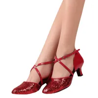 chaussures de salon femme rouge pailletes