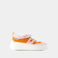 sneakers baskina - carel - cuir - orange/rose
