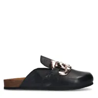 chaussures slip-on en cuir avec chaîne - noir (maat 38)