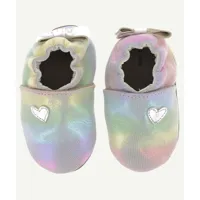 chaussons bébé multicolor en cuir avec coeur - 0-6 m
