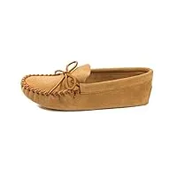 minnetonka leather laced softsole, mocassins (loafers) homme - beige - beige (marron clair), 40.5