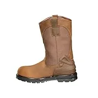 carhartt men's 11" wellington waterproof soft toe pull-on leather work boot cmp1100, bison brown oil tan, w us