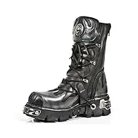 new rock shoes - classic new rock combat boots with silver flame design uk 8 / black