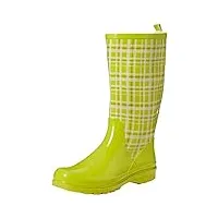playshoes plaid wellies wellington boots- bottes de neige femme - vert - green - grün (grün 29), 37 eu (4 uk)
