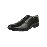 clarks gleeson walk, chaussures de ville homme - noir (black leather), 44.5 eu (10 uk)