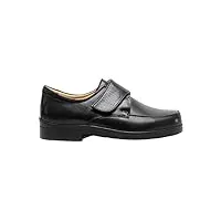 roamers - chaussures de ville en cuir extra larges avec sangle velcro - homme (47 eur) (noir)