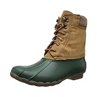 sperry top-sider women's shearwater rain boot, green/tan, 5 m us