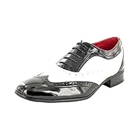 chaussures spats bicolores à lacets pour homme - style italien - chaussures de ville - noir/blanc, 7
