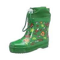 playshoes bottes en caoutchouc doublées hautes bottes de pluie mixte enfant, animaux de la forêt vert, 26 eu