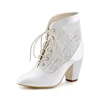 elegantpark hc1559 bottes mariage escarpins dentelle bottines femme talon lacets chaussures mariage femme ivoire 39