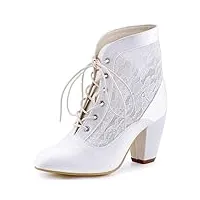 elegantpark hc1559 bottes mariage escarpins dentelle bottines femme talon lacets chaussures mariage femme blanc 39
