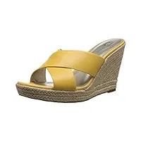 anne klein women's waleigh espadrille wedge sandal, light yellow, 9 m us