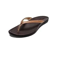 olukai women's ho'opio leather sandal (10 b(m) us, sahara/dark java)