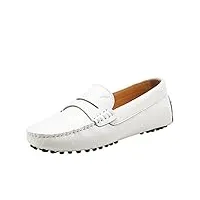 shenduo classic, mocassins femme cuir - loafers multicolore - chaussures bateau & de ville confort d7052 blanc 38