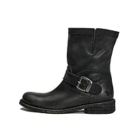 felmini chaussures pour femme - verlieben gredo 7176 - bottes de cowboy & motard - cuir véritable - noir, noir, 38 eu