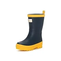 hatley classic rain boot, bottes de pluie classiques wellington garçon - bleu marine/jaune - 28 eu
