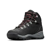 columbia newton ridge plus chaussures montantes de randonnée et trekking imperméables femme, noir (black x poppy red), 38 eu